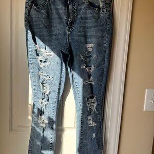 Distressed Blue Jeans